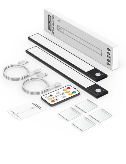 12" Thin Motion-Activated Under Cabinet Lighting, Aluminum Alloy Under Counter Lights for Kitchen, 3-Color-Temps Magnetic Closet Lights, Rechargeable Motion Sensor Light Indoor (4Pack, Silver)