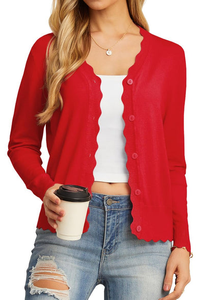 GRECERELLE Women's Long Sleeve V-Neck Button Down Cardigan Knit Shrugs Sweater
