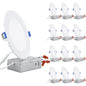 TORCHSTAR Basic Series 12-Pack 6 Inch Ultra-Thin LED Recessed Lighting with Junction Box, CRI90, Aluminum, 5000K Daylight, 5%-100% Dimmable Slim Recessed Downlight, 12W 1100LM, ETL and Energy Star