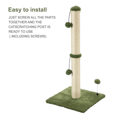 Cat Scratching Post Premium Basics Kitten Scratcher Sisal Scratch Posts with Hanging Ball 22in for Kittens or Smaller Cats (22 inches for Kitten, Beige)