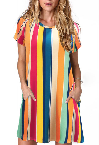 Alaster Women’s Casual Summer T Shirt Dress Loose Short Sleeve Tunic Dress with Pocket for Women