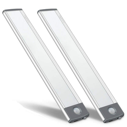 LED Motion Sensor Light,Under Counter Lighting, Wireless USB Rechargeable Kitchen Night Lights,Battery Powered Operated Light,54-LED Light for Wardrobe,Closets,Cabinet,Cupboard, 2 Count (Pack of 1)