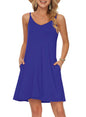 MISFAY Women's Summer Spaghetti Strap Casual Swing Tank Beach Cover Up Dress with Pockets