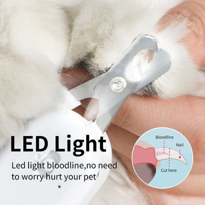 PAKEWAY Pet Nail Clipper with LED & -U-V Light, Cat Claw Trimmer with Ultra Bright LED Light for Nail Bloodline to Avoid Over Cutting, Sharp Angled Blade Grooming Tool for Dog Cat Rabbit Small Animals