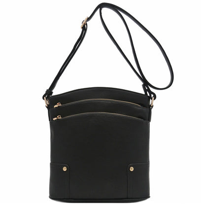 ALYSSA Triple Zip Pocket Large Crossbody Bag