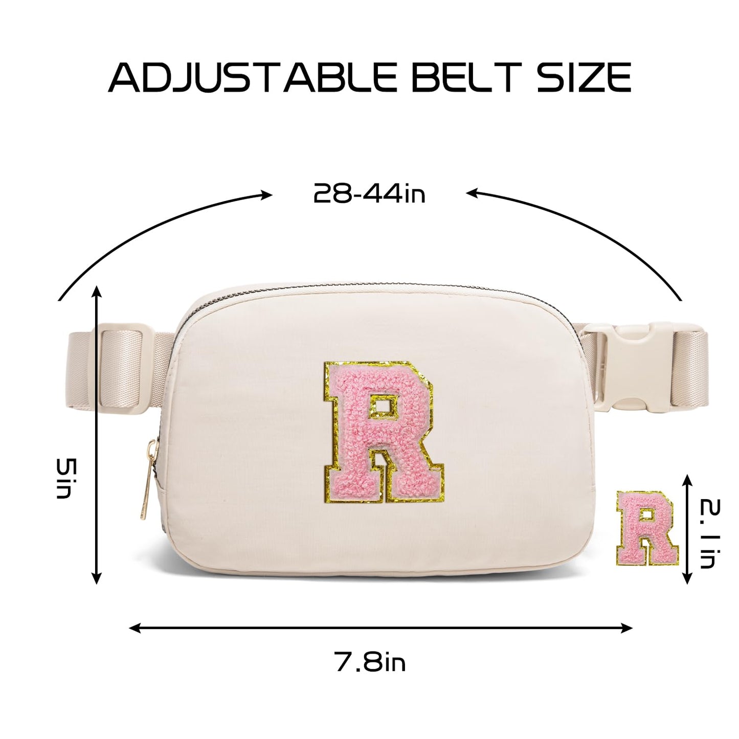 Gitus Belt Bag Fanny Pack Crossbody Bags with Initial Letter Patch Cute Stuff Birthday Gifts for Teenager Girls Cool Stuff for Teens Trendy Preppy Stuff for Teen Girls (Beige-A)