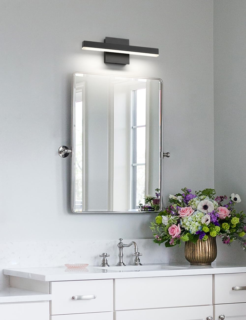 Joossnwell Black Bathroom Vanity Light Fixtures Dimmable 5CCT LED Bathroom Lighting Bar 15.75 Inch Modern Bath Lights Fixture Over Mirror 12W