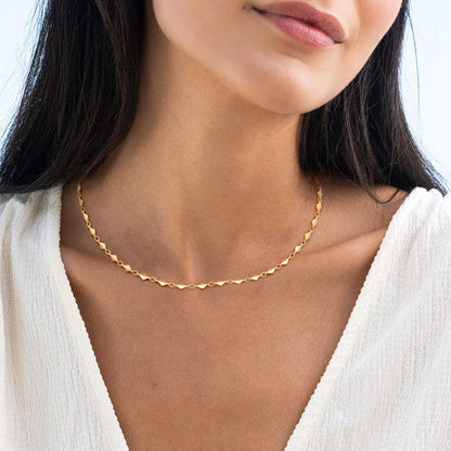 Aobei Pearl 18K Gold Paperclip Chain Choker Satellite Chain Biwa Pearl Pendant Necklace Dainty Jewelry for Women