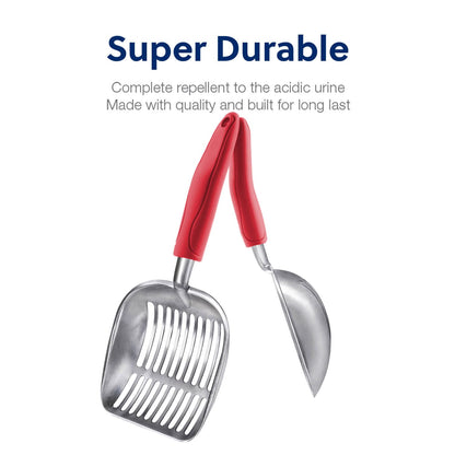 WePet Cat Litter Scoop, Aluminum Alloy Sifter, Kitty Metal Scooper, Deep Shovel, Long Handle, Poop Sifting, Kitten Pooper Lifter, Durable, Heavy Duty, for Litter Box