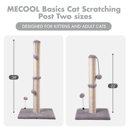 Cat Scratching Post Premium Basics Kitten Scratcher Sisal Scratch Posts with Hanging Ball 22in for Kittens or Smaller Cats (22 inches for Kitten, Beige)