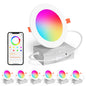 Smart Recessed Lighting 4 Inch RGBCW Color Changing 12W LED Downlight with Junction Box,1000 Lumen Recessed Ceiling Light Compatible with Alexa,Dimmable by Bluetooth Control -12Pack