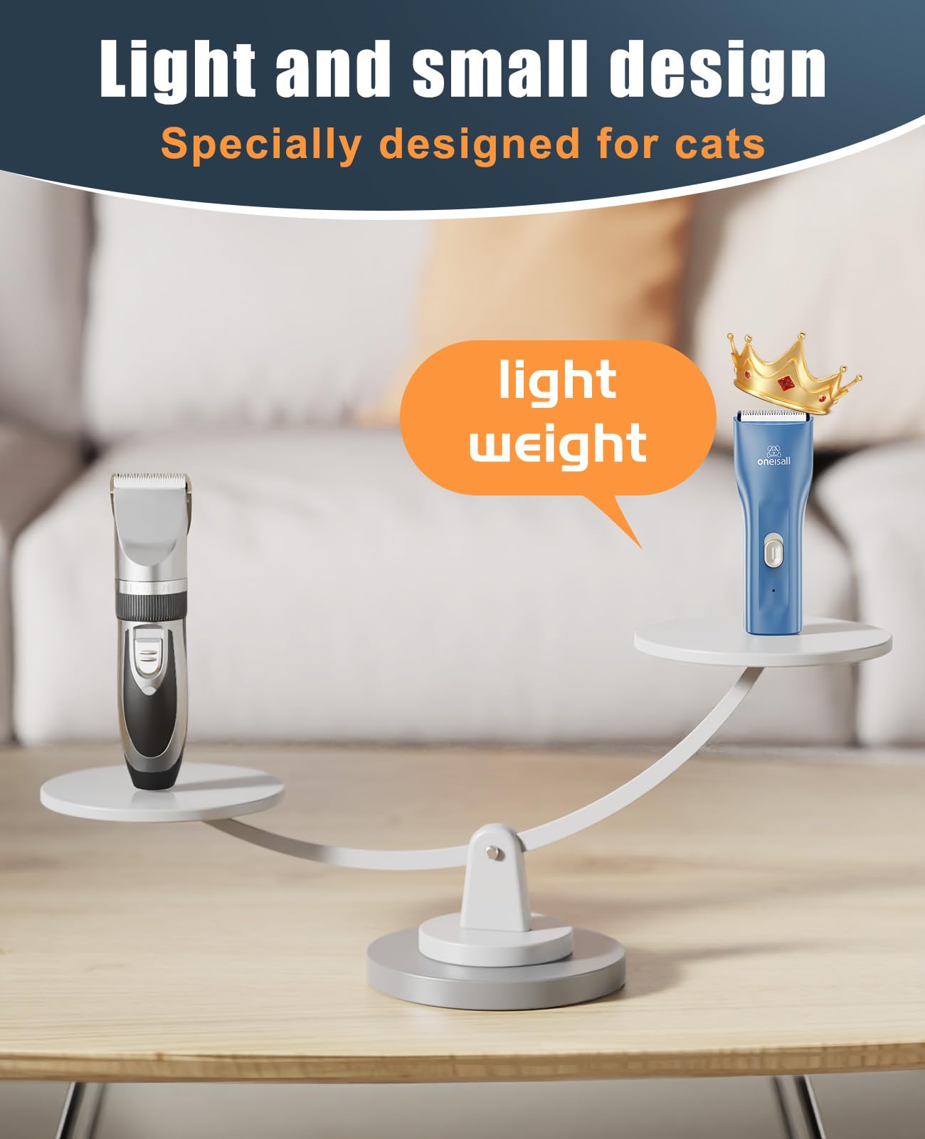 oneisall Pet Clipper for Cat Matted Hair, Pet Shaver for Cats Quiet Pet Hair Clippers Cordless Cat Clippers for Matted Hair Cat Clippers for Long Hair(Standard Blade)