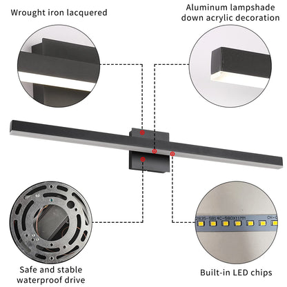 Joossnwell Black Bathroom Vanity Light Fixtures Dimmable 5CCT LED Bathroom Lighting Bar 15.75 Inch Modern Bath Lights Fixture Over Mirror 12W