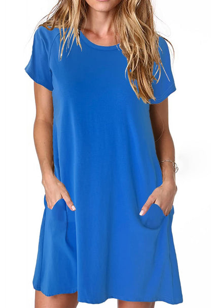 Alaster Women’s Casual Summer T Shirt Dress Loose Short Sleeve Tunic Dress with Pocket for Women