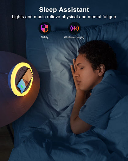 Bluetooth Speaker with Lights, Wireless Charging Speaker, Best Birthday Gift Ideas Teenage,Applicable for Bedroom/Teen Girl Gifts/Please use The Original Adapter(5W Wireless Charging)