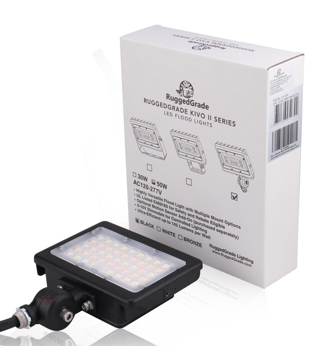 RuggedGrade 120W - Kivo II CS Series LED Floodlight - 17,400 Lumens - Color Selectable 30K/40K/50K - Knuckle Mount