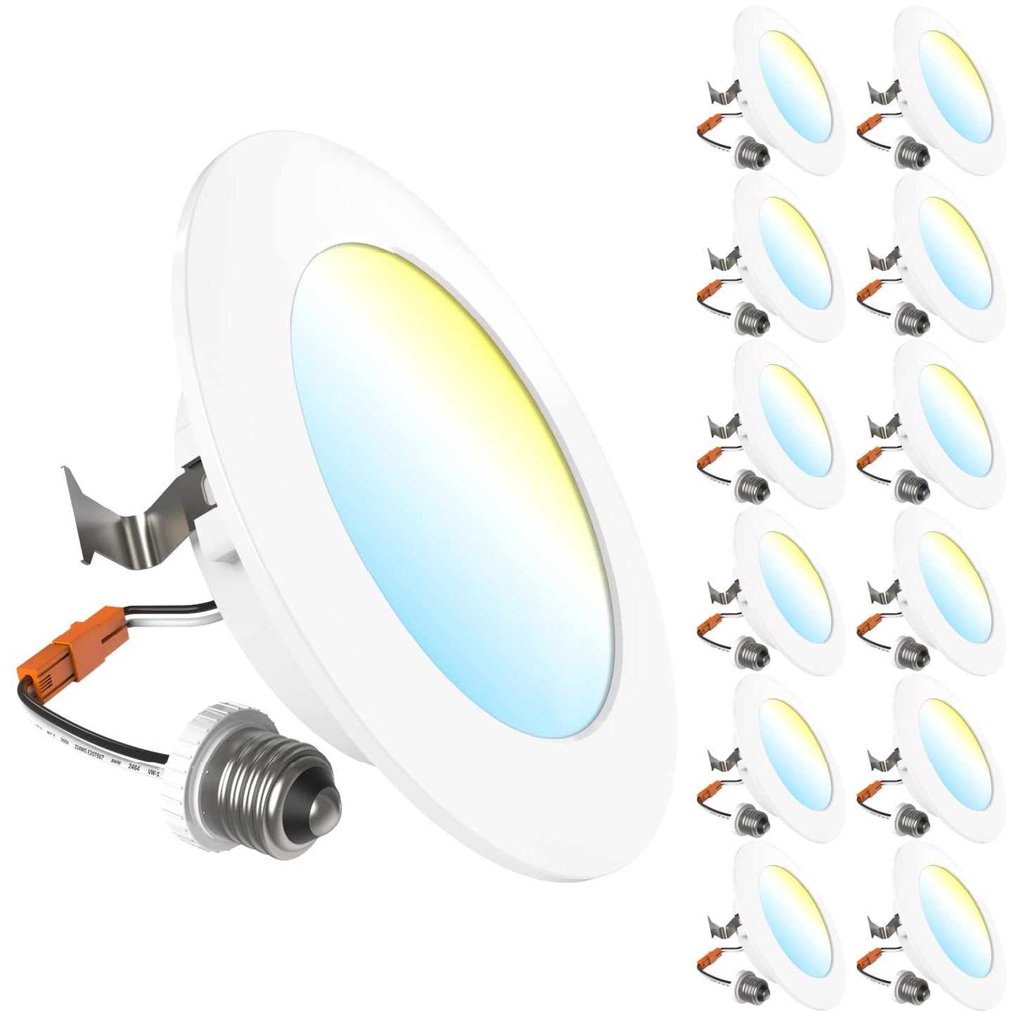 Sunco 12 Pack Retrofit LED Recessed Lighting 6 Inch, Can Lights for Ceiling, 1200 LM, 15W, Selectable CCT 2700K/3000K/4000K/5000K/6000K, Dimmable, Ultra Thin Flat Light Fixture UL