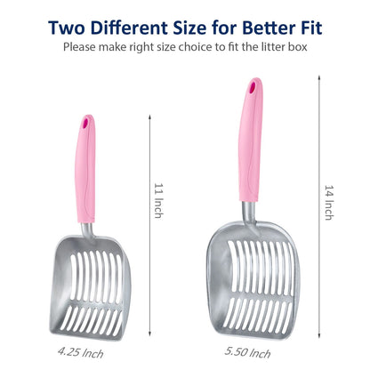 WePet Cat Litter Scoop, Aluminum Alloy Sifter, Kitty Metal Scooper, Deep Shovel, Long Handle, Poop Sifting, Kitten Pooper Lifter, Durable, Heavy Duty, for Litter Box