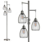 Dimmable Industrial Floor Lamps for Living Room, Gold Tree Standing Tall Lamps with 3 Elegant Teardrop Cage Head & 800 Lumens LED Bulbs for Bedroom Office