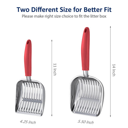 WePet Cat Litter Scoop, Aluminum Alloy Sifter, Kitty Metal Scooper, Deep Shovel, Long Handle, Poop Sifting, Kitten Pooper Lifter, Durable, Heavy Duty, for Litter Box
