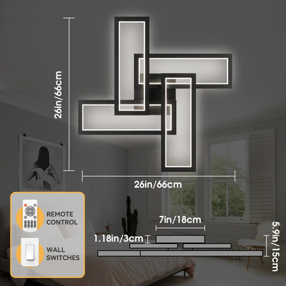 Modern LED Ceiling Light, kitchen light fixtures, Square LED Flush Mount Ceiling Light, APP and Remote Control Dimming with Memory 3000K-6500K for Dining Room, Living Room, Bedroom, Office (White)