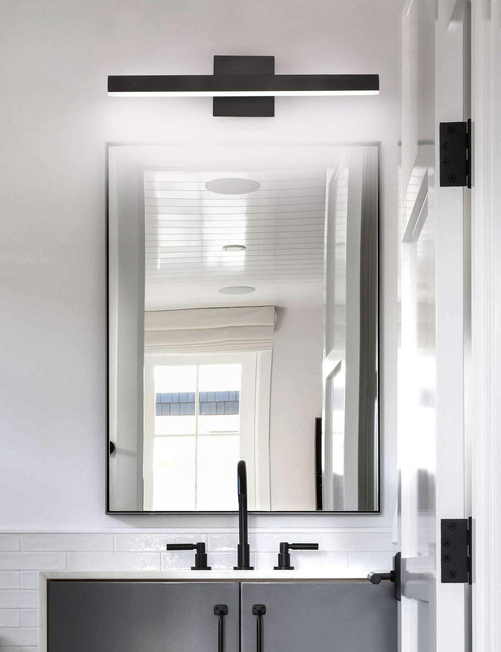 Joossnwell Black Bathroom Vanity Light Fixtures Dimmable 5CCT LED Bathroom Lighting Bar 15.75 Inch Modern Bath Lights Fixture Over Mirror 12W
