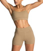 IWEMEK Women's Workout Sets 2 Piece Yoga Outfits High Waisted Biker Shorts and Cross Back Sports Bra Gym Set