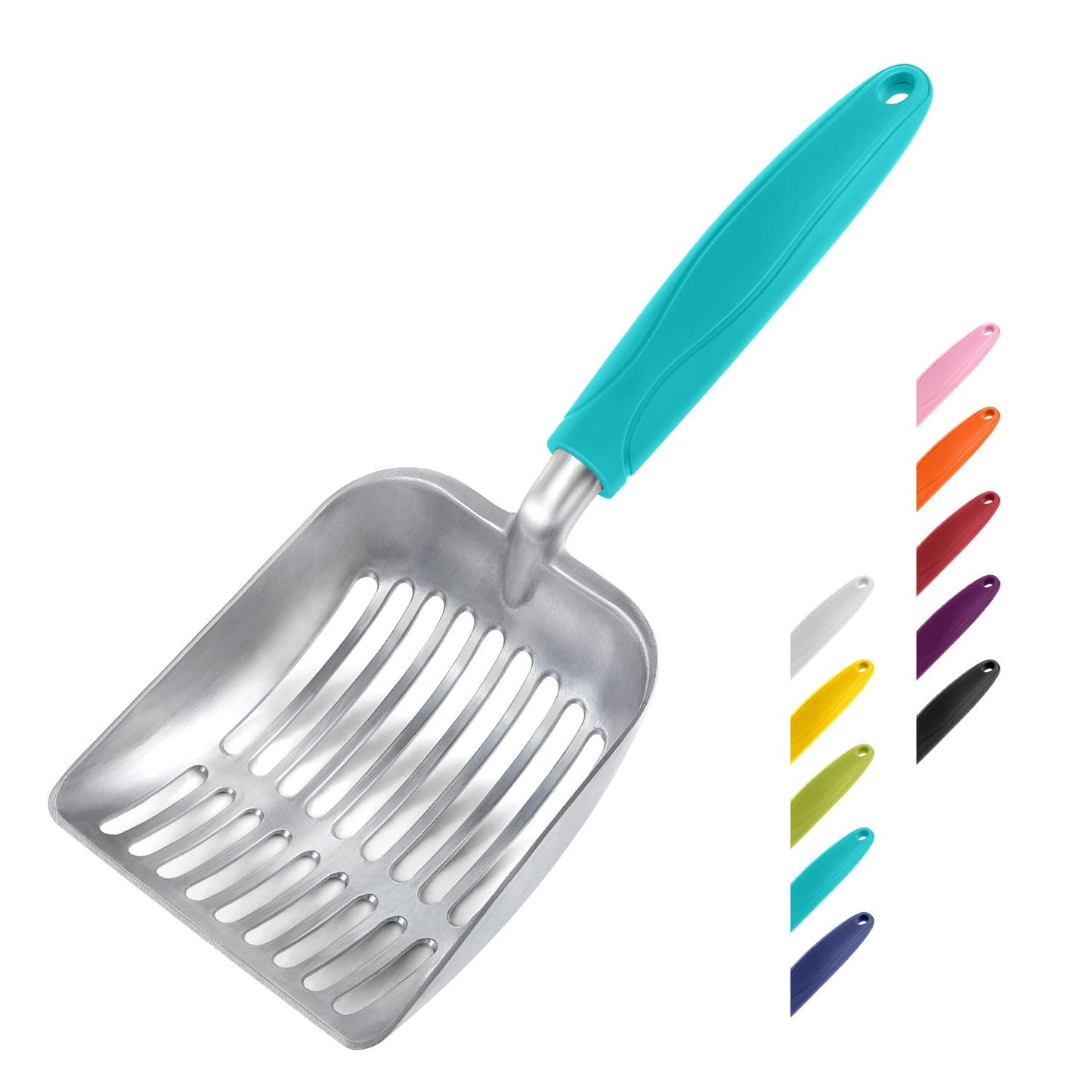 WePet Cat Litter Scoop, Aluminum Alloy Sifter, Kitty Metal Scooper, Deep Shovel, Long Handle, Poop Sifting, Kitten Pooper Lifter, Durable, Heavy Duty, for Litter Box