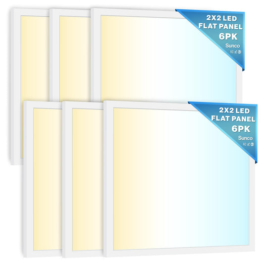Sunco 6 Pack 2x2 LED Flat Panel Light Dual Selectable CCT 4000K/5000K/6000K & Selectable Wattage 30W/35W/40W, 5200 Lumens, Dimmable 0-10V Back-Lit Troffer Replacement Light Fixture ETL