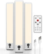 EZVALO Under Cabinet Lights, LED Closet Lights Wireless USB Charging, Motion Sensor Lighting Indoor 5700K Dimmable with Remote Control (White) 5 Pack