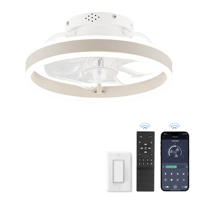 Ceiling Fans with Lights and Remote, 19.7'' Low Profile Ceiling Fan, 3000-6000K Dimmable Modern Flush Mount LED Fan Light, 6 Wind Speeds, Black Fandelier Ceiling Fans for Bedroom