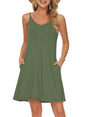 MISFAY Women's Summer Spaghetti Strap Casual Swing Tank Beach Cover Up Dress with Pockets