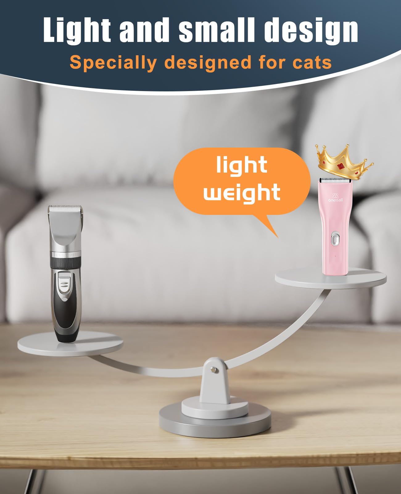 oneisall Pet Clipper for Cat Matted Hair, Pet Shaver for Cats Quiet Pet Hair Clippers Cordless Cat Clippers for Matted Hair Cat Clippers for Long Hair(Standard Blade)