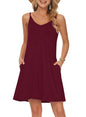 MISFAY Women's Summer Spaghetti Strap Casual Swing Tank Beach Cover Up Dress with Pockets