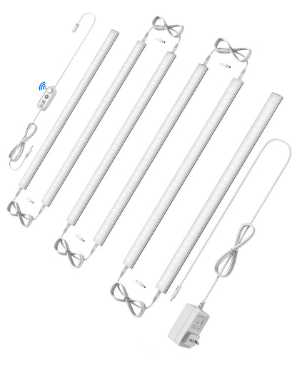 ASOKO Under Cabinet Led Light Plug in, Dimmable Daylight White 4500K, 3 Pack 12 inch Linkable Led Under Counter Lights for Kitchen, Shelf, Workbench, Cupboard, ETL Listed Plug 24V, UNO-LK 4500K