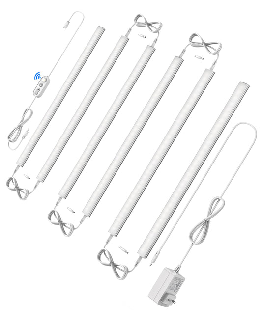 ASOKO Under Cabinet Led Light Plug in, Dimmable Daylight White 4500K, 3 Pack 12 inch Linkable Led Under Counter Lights for Kitchen, Shelf, Workbench, Cupboard, ETL Listed Plug 24V, UNO-LK 4500K