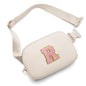 Gitus Belt Bag Fanny Pack Crossbody Bags with Initial Letter Patch Cute Stuff Birthday Gifts for Teenager Girls Cool Stuff for Teens Trendy Preppy Stuff for Teen Girls (Beige-A)