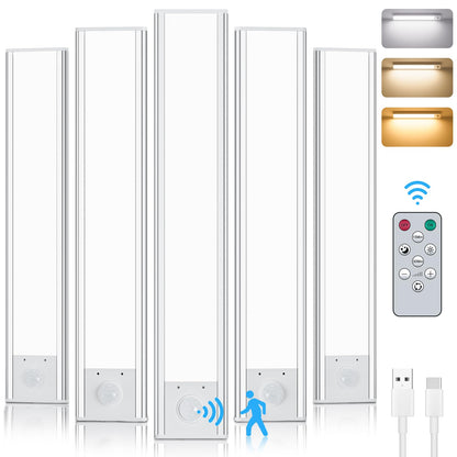 Under Cabinet Lighting, Motion Sensor Light Indoor with Remote Control, Rechargeable 2500mAh Closet Lights Wireless, 3 Color Temps & Adjustable Brightness Under Counter Lights for Kitchen (5)