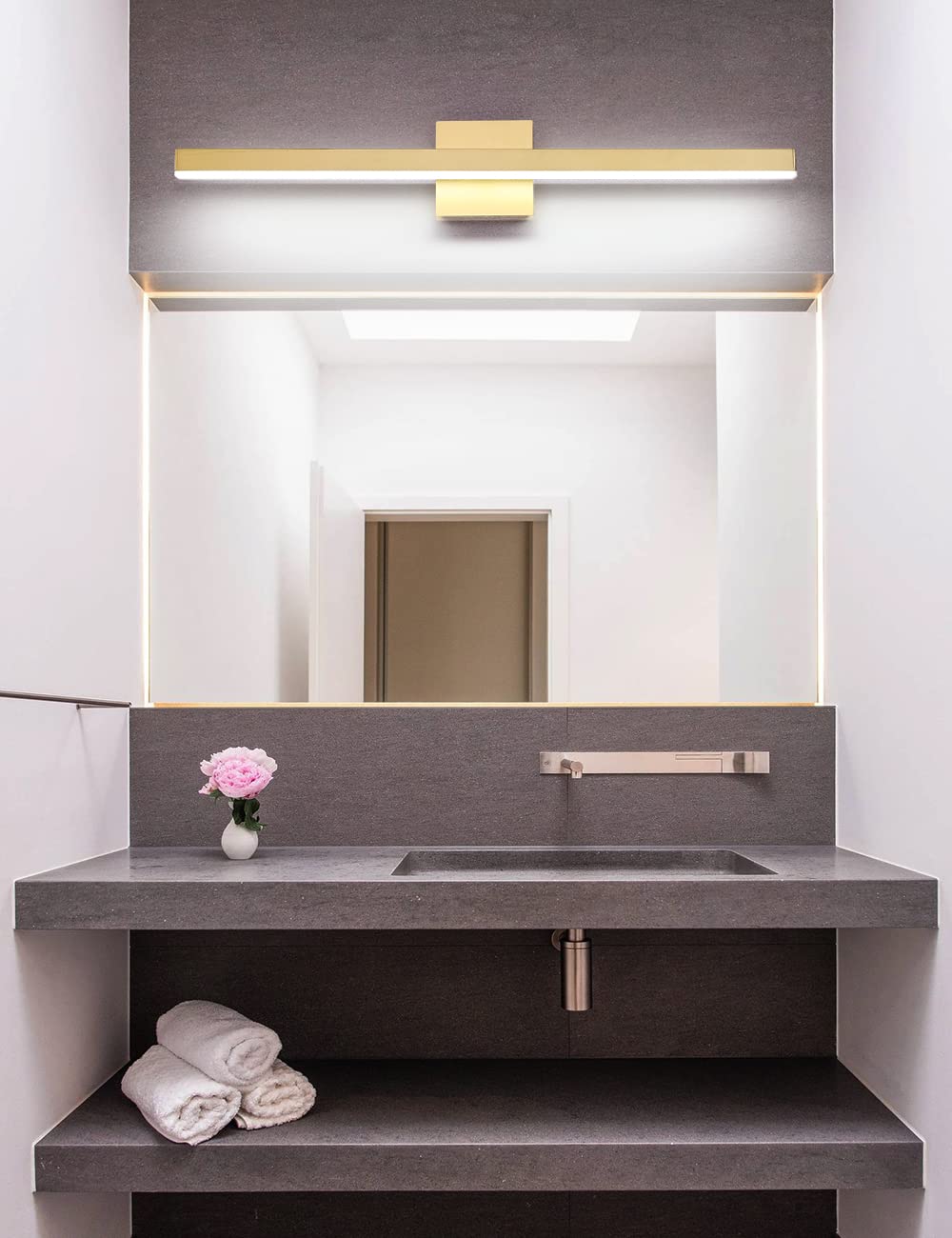 Joossnwell Black Bathroom Vanity Light Fixtures Dimmable 5CCT LED Bathroom Lighting Bar 15.75 Inch Modern Bath Lights Fixture Over Mirror 12W