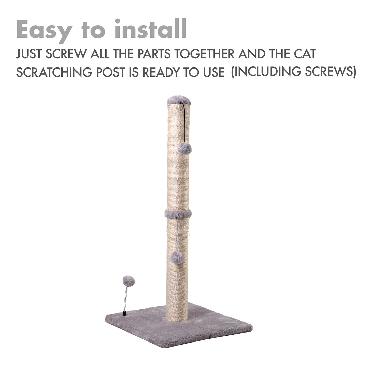 Cat Scratching Post Premium Basics Kitten Scratcher Sisal Scratch Posts with Hanging Ball 22in for Kittens or Smaller Cats (22 inches for Kitten, Beige)