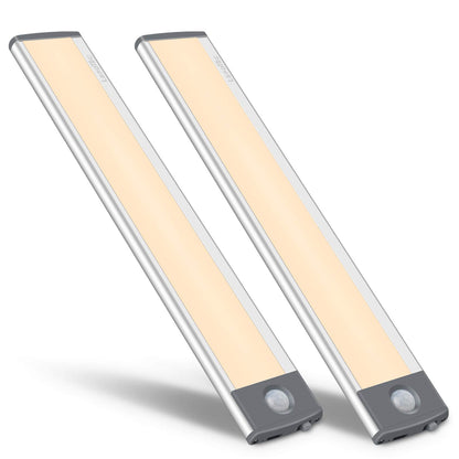 LED Motion Sensor Light,Under Counter Lighting, Wireless USB Rechargeable Kitchen Night Lights,Battery Powered Operated Light,54-LED Light for Wardrobe,Closets,Cabinet,Cupboard, 2 Count (Pack of 1)