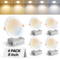 12 Pack 6 Inch 5CCT Ultra-Thin LED Recessed Ceiling Light with Junction Box, 2700K-5000K Selectable, 1050LM High Brightness, Dimmable Canless Wafer Downlight, 12W 120V, ETL