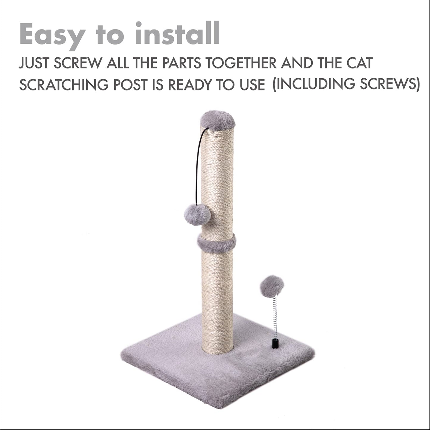 Cat Scratching Post Premium Basics Kitten Scratcher Sisal Scratch Posts with Hanging Ball 22in for Kittens or Smaller Cats (22 inches for Kitten, Beige)