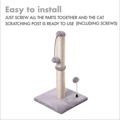 Cat Scratching Post Premium Basics Kitten Scratcher Sisal Scratch Posts with Hanging Ball 22in for Kittens or Smaller Cats (22 inches for Kitten, Beige)
