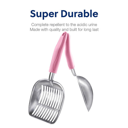 WePet Cat Litter Scoop, Aluminum Alloy Sifter, Kitty Metal Scooper, Deep Shovel, Long Handle, Poop Sifting, Kitten Pooper Lifter, Durable, Heavy Duty, for Litter Box
