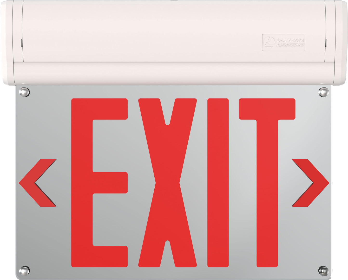 Lithonia Lighting BE W R SM M6 BE Basics Edge-Lit Exit Sign, White with Red Letters, Surface Mount