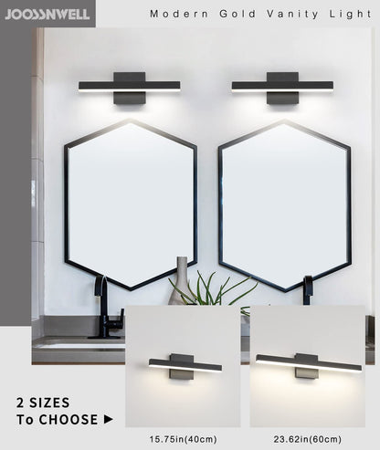 Joossnwell Black Bathroom Vanity Light Fixtures Dimmable 5CCT LED Bathroom Lighting Bar 15.75 Inch Modern Bath Lights Fixture Over Mirror 12W