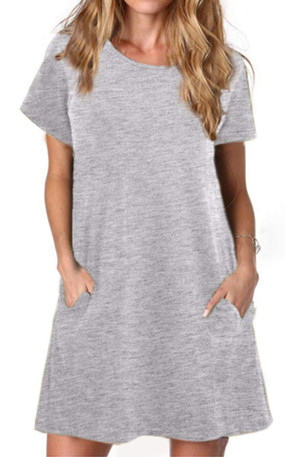 Alaster Women’s Casual Summer T Shirt Dress Loose Short Sleeve Tunic Dress with Pocket for Women