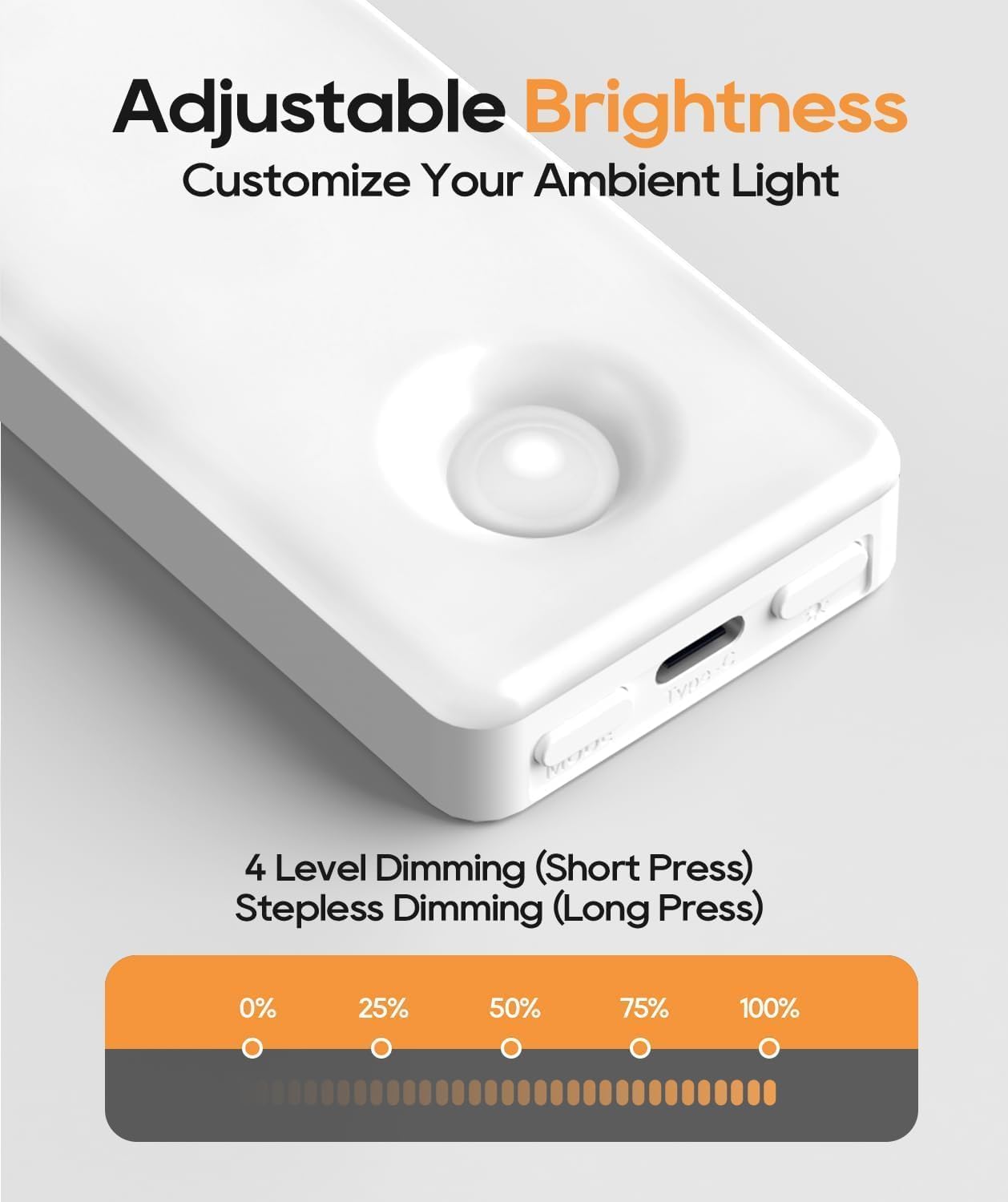 Under Cabinet Lighting, 2 Pack Motion Sensor Light Indoor, Rechargeable Closet Lights Battery Operated, LED Lights for Bedroom, Wireless Dimmable Cabinet Lights, Motion Sensor Step Night Light