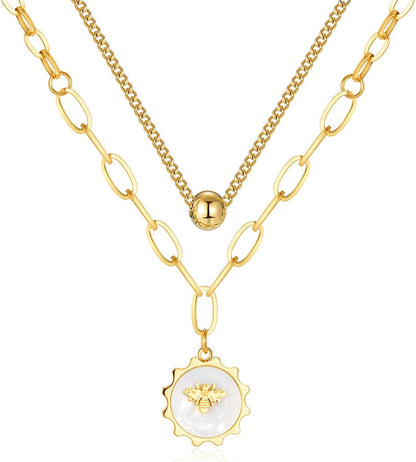 Bee Pendant Layering Necklaces for Women, Popular Items, Bee Necklace, Cute Necklaces, Aesthetic Things, Stackable Necklaces for Women